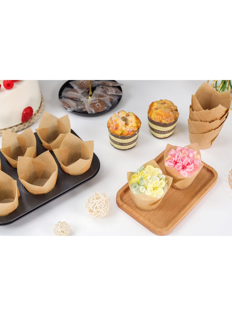 Baytna 200 PCS Tulip Cupcake Liners Beige Standard Parchment Baking Cups Muffin Wrappers Greaseproof - Image 3