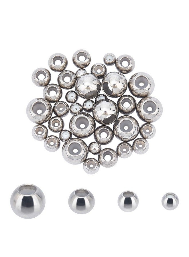 UNICRAFTALE About 40Pcs 4 5 6 7Mm Spacer Stopper Beads With Rubber Inside Rondelle Slider Beads Stainless Steel Loose Beads Metal Spacers For Diy Jewelry Making Stainless Steel Color - Image 2