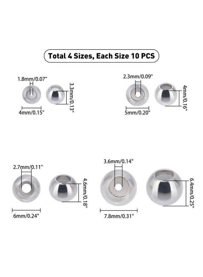 UNICRAFTALE About 40Pcs 4 5 6 7Mm Spacer Stopper Beads With Rubber Inside Rondelle Slider Beads Stainless Steel Loose Beads Metal Spacers For Diy Jewelry Making Stainless Steel Color - Image 3
