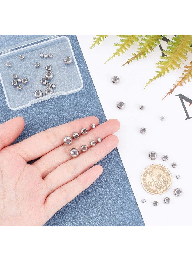 UNICRAFTALE About 40Pcs 4 5 6 7Mm Spacer Stopper Beads With Rubber Inside Rondelle Slider Beads Stainless Steel Loose Beads Metal Spacers For Diy Jewelry Making Stainless Steel Color - Image 4