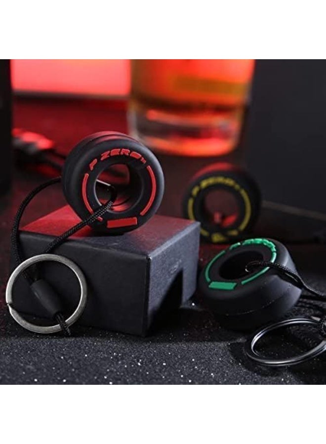 EJPTOYS F1 سباق 3pcs 3color ميني لطيف الإطارات سلاسل المفاتيح ، المواد المطاطية الناعمة ، تستخدم ديكور السيارات الأصفر 2.36x2.36x1.37 - Image 4