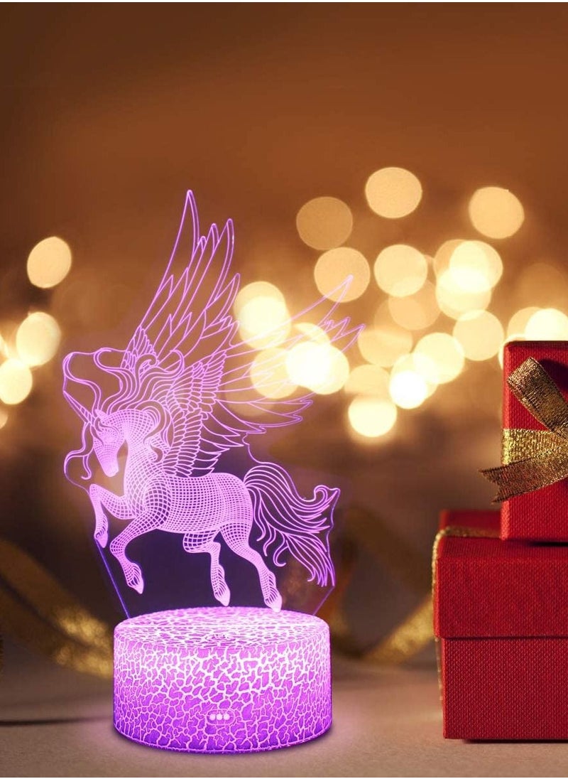 althiqahkey Multicolour Unicorn 3D Night Light Illusion Table Lamp with 16 Color and 4 Changing Modes USB Power Touch Switch with Remote Control for Room Decor Kids's Toy and Gifts 3 Pattern Boards  - Image 5