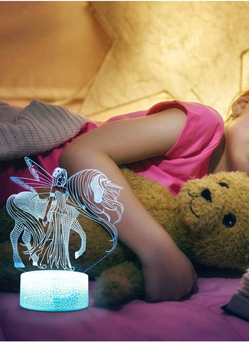 althiqahkey Multicolour Unicorn 3D Night Light Illusion Table Lamp with 16 Color and 4 Changing Modes USB Power Touch Switch with Remote Control for Room Decor Kids's Toy and Gifts 3 Pattern Boards  - Image 4