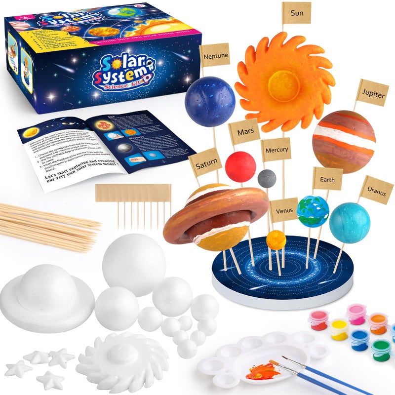 wookidel 64 PCS Solar System Project Kit Solar System Model Kit with 13 Mix Foam Balls Solar System Toys for Kids 35 Learn Planets Science Kit School Project Supplies of Bamboo Sticks Flags Brushes - Image 2