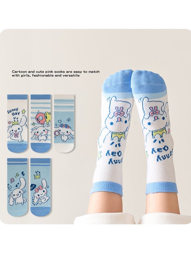 Cinnamon Cartoon pattern children's socks, mid-calf socks, cotton socks, autumn and winter stockings, comfortable and versatile (size: M (suitable for children aged 6-8) -cinnamon - Image 2