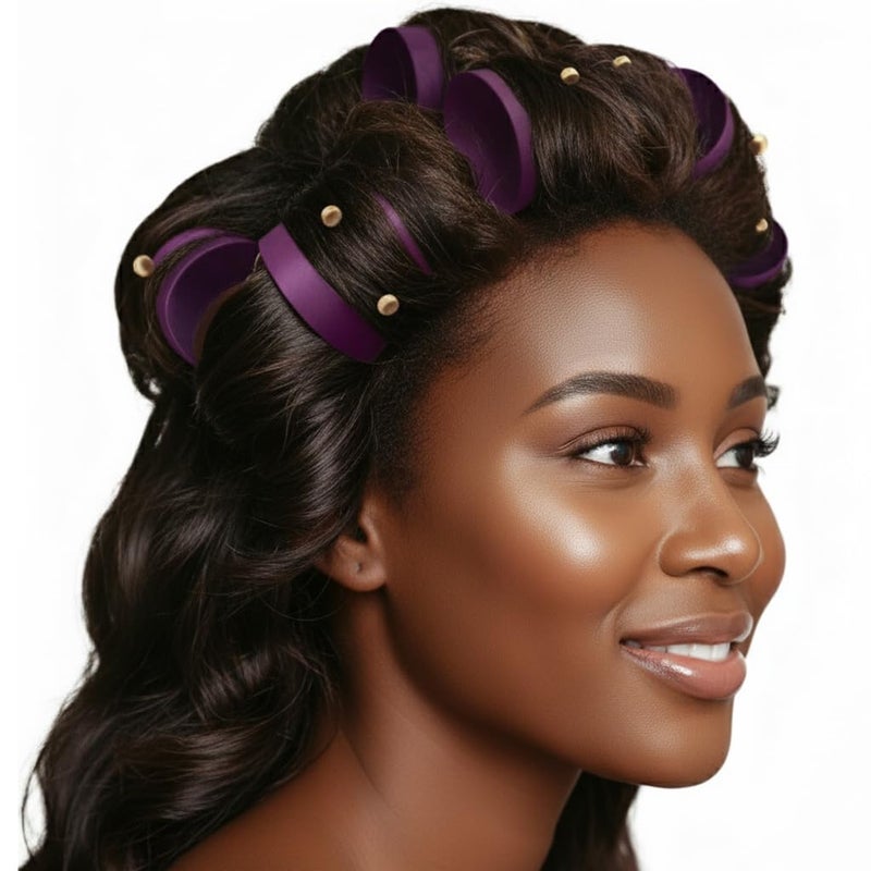DONNA Rollers 1.75â€ â€“ 12-Pack Plastic Hair Rollers for Heatless Styling, Large Snap-On Curlers for Smooth Curls & Volume, Reusable Clip-Style Rollers for Women, Durable Salon Hair Rollers, Purple - Image 3
