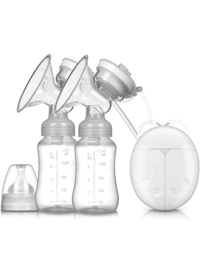 مضخة ثدي كهربائية مزدوجة مريحة مع زجاجة حليب - Image 1