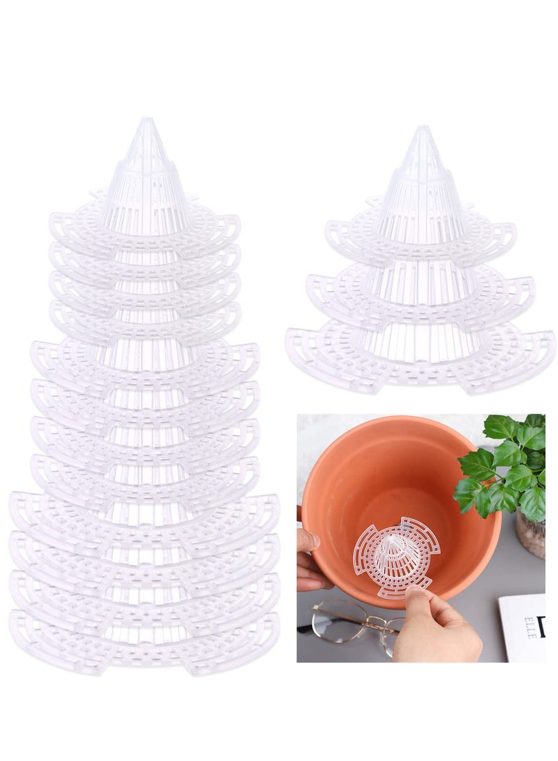 SYOSI 30 Pcs Upgraded Cone Flower Pot Hole Mesh Pad, Plastic Flower Pot Hole Mesh Pad Plants Bottom Grid Drainage Screen for Prevent Soil Loss Breathable Gasket-drainage Netting for Bonsai, 3 Size - Image 1