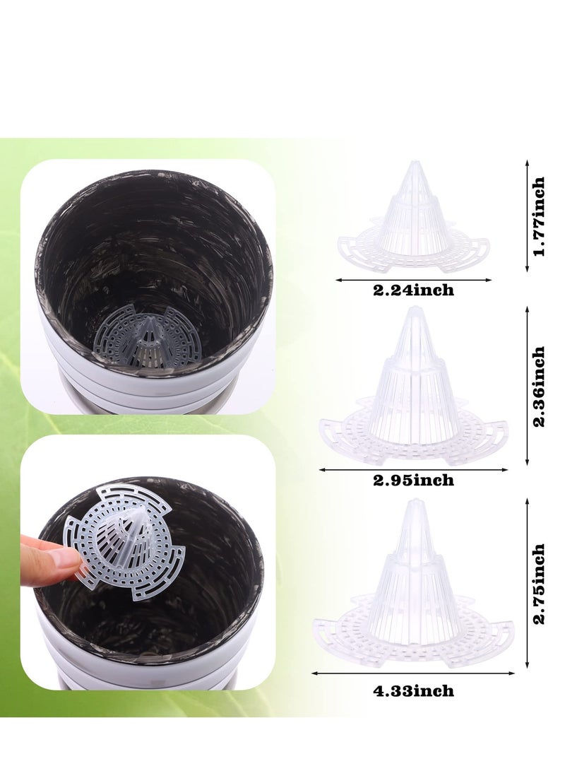 SYOSI 30 Pcs Upgraded Cone Flower Pot Hole Mesh Pad, Plastic Flower Pot Hole Mesh Pad Plants Bottom Grid Drainage Screen for Prevent Soil Loss Breathable Gasket-drainage Netting for Bonsai, 3 Size - Image 4