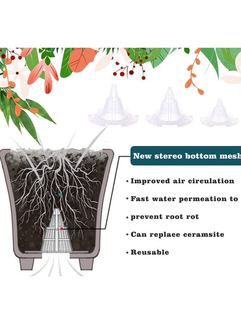 SYOSI 30 Pcs Upgraded Cone Flower Pot Hole Mesh Pad, Plastic Flower Pot Hole Mesh Pad Plants Bottom Grid Drainage Screen for Prevent Soil Loss Breathable Gasket-drainage Netting for Bonsai, 3 Size - Image 2