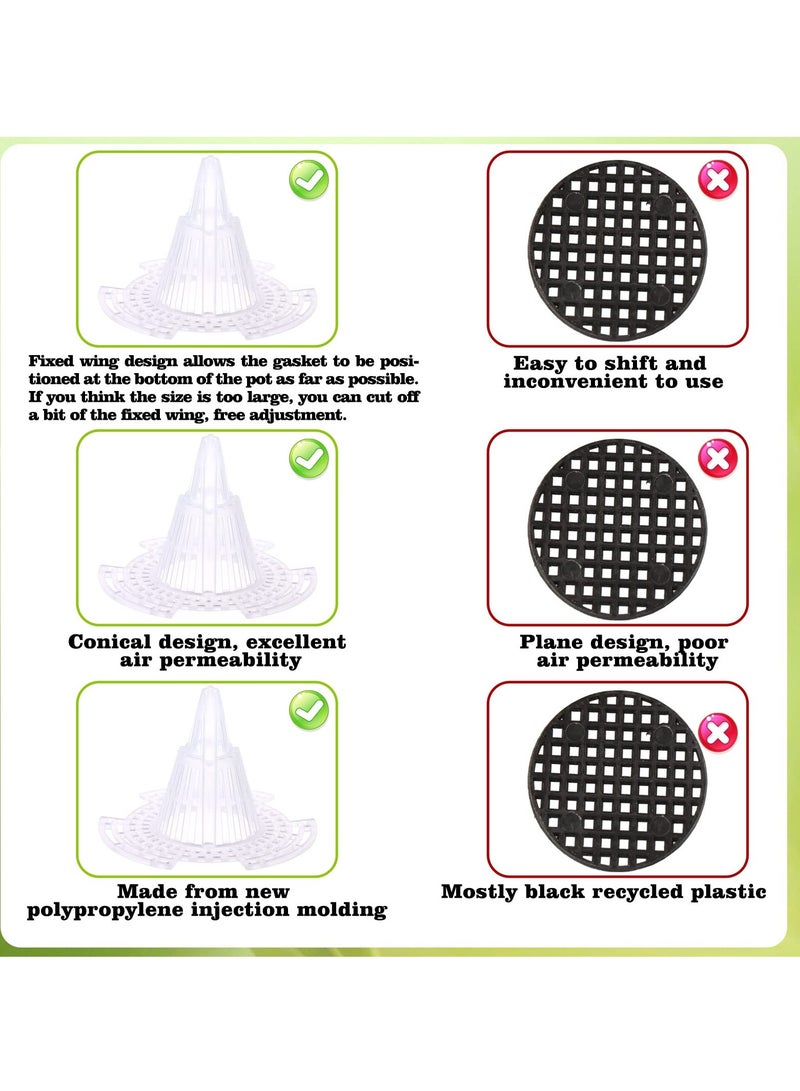 SYOSI 30 Pcs Upgraded Cone Flower Pot Hole Mesh Pad, Plastic Flower Pot Hole Mesh Pad Plants Bottom Grid Drainage Screen for Prevent Soil Loss Breathable Gasket-drainage Netting for Bonsai, 3 Size - Image 3