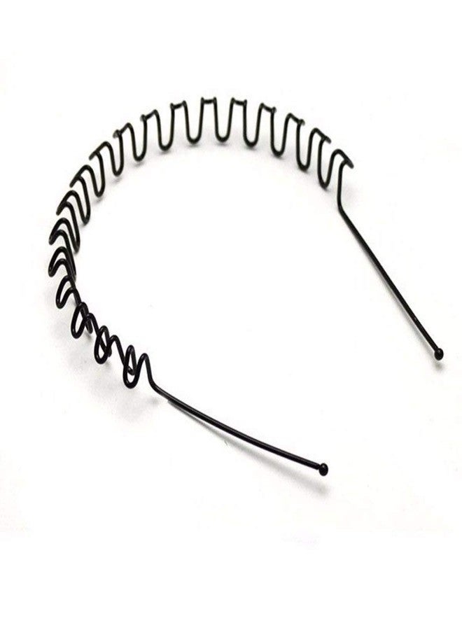 بي أم كي متجر PMK الإلكتروني: ربطة شعر للرجال والنساء للاستخدام اليومي، لون أسود، بتصميم متعرج، مصنوعة من المعدن - ربطة شعر حلقية - ربطة رأس رياضية للجنسين - إكسسوارات شعر - ربطة شعر (أسود) عبوة من 4 قطع - Image 1