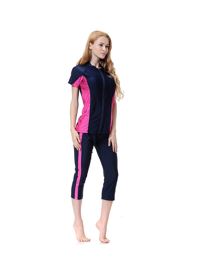 3-Piece Burkini Set Navy Blue/Pink - Image 3