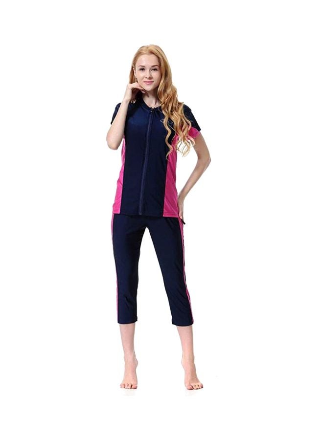 3-Piece Burkini Set Navy Blue/Pink - Image 5