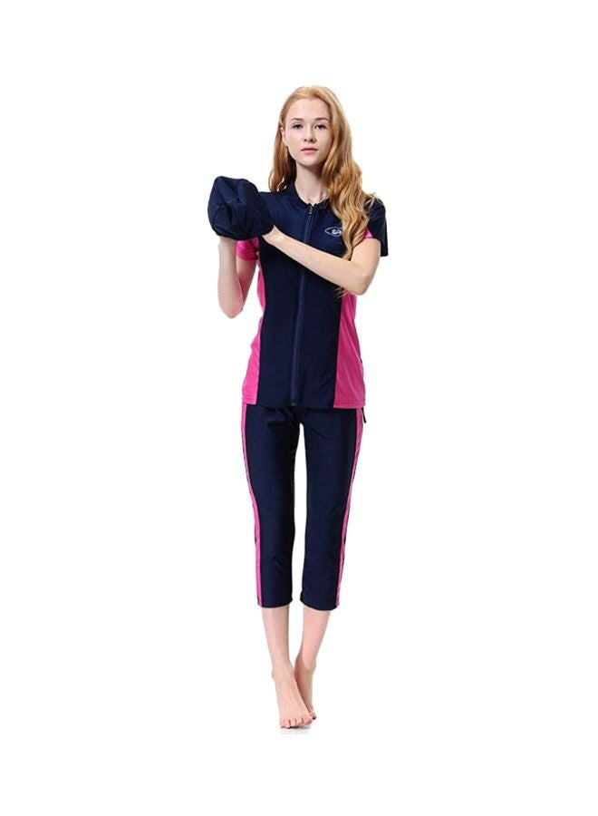 3-Piece Burkini Set Navy Blue/Pink - Image 4