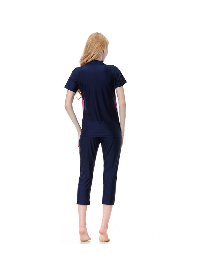 3-Piece Burkini Set Navy Blue/Pink - Image 2