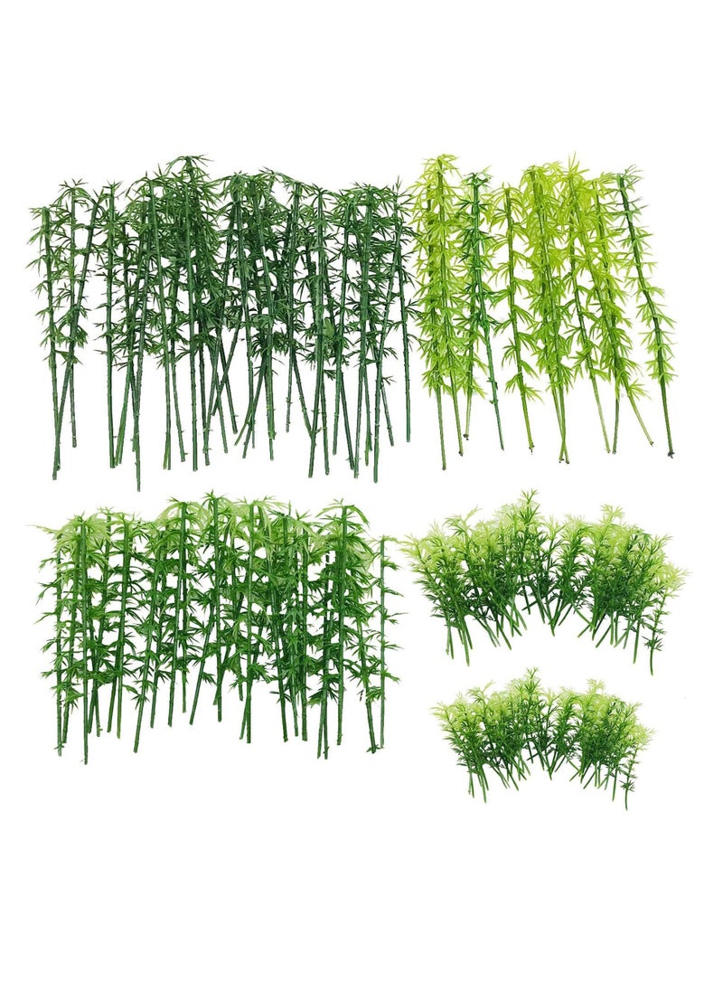 SYOSI 120 PCS Model Bamboo Trees, Woohome 5 Size Green Plastic Bamboo Trees for Home Decoration, Miniature Landscape, Landform Diorama Project (2.4 inch – 5.9inch)  - Image 1