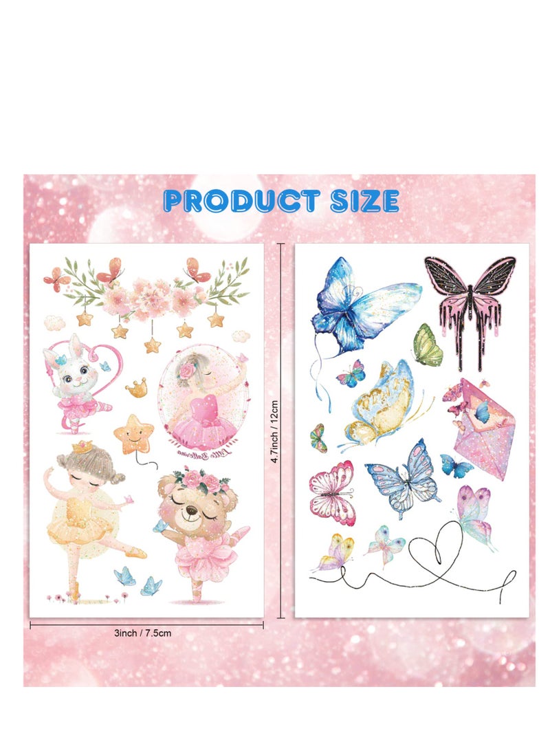 SYOSI Glitter Tattoos for Girls, Fake Kids Tattoos for Girls, Flower Fairy Princess Mermaid Butterfly Glitter Temporary Tattoos Stickers for Girls Gifts Decorations Kids Birthday Party Favor Bags - Image 3