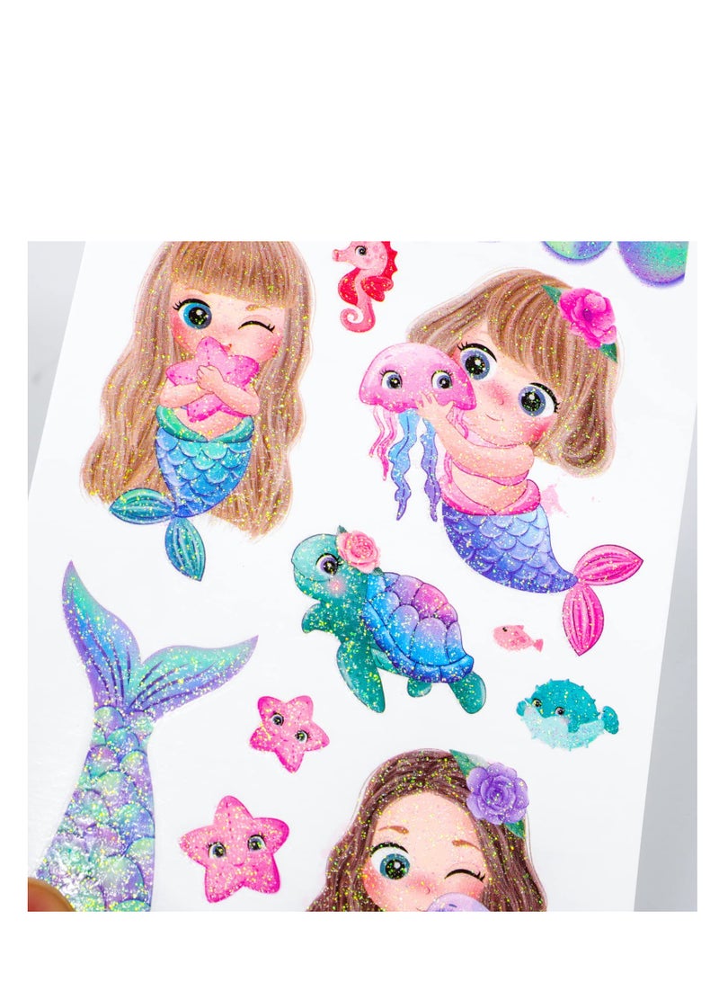 SYOSI Glitter Tattoos for Girls, Fake Kids Tattoos for Girls, Flower Fairy Princess Mermaid Butterfly Glitter Temporary Tattoos Stickers for Girls Gifts Decorations Kids Birthday Party Favor Bags - Image 4