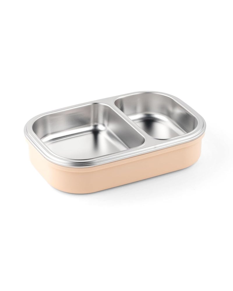 DUBBLIN Bento Two Compartment Lunch Box | BPA-Free Insulated Body | Four-Side Lock | Durable & Compact with Spoon & Sabzi Container Inside, Brown,750ml - Image 5