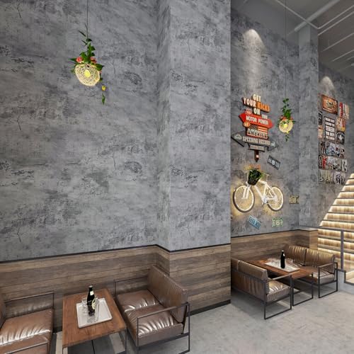 BAYYA Concrete Wallpaper Cement Contact Paper Dark Grey Wallpaper Peel Stick Countertops 1575 x 11811 3D Rustic Industrial Style Waterproof Removable Self Adhesive Vinyl Film for Bathroom Kitchen
