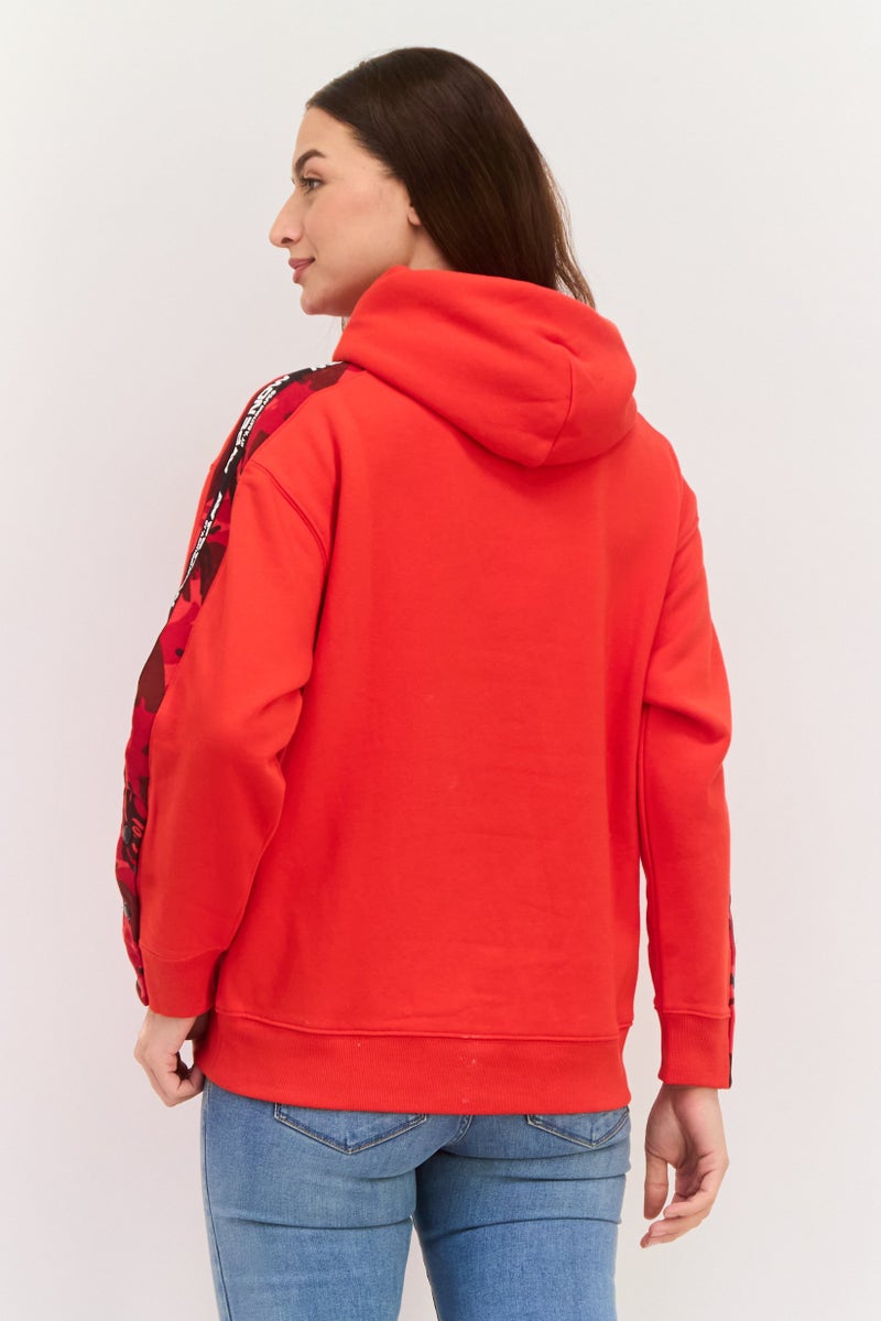 Aape By A Bathing Ape Women Brand Logo Long Sleeve Hooded Sweatshirt, Red - Image 3