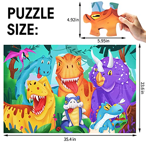 IFLOVE Jumbo Floor Puzzle for Kids Dinosaur Jigsaw Large Puzzles 48 Piece Ages 36 for Toddler Children Learning Preschool Educational Intellectual Development Toys 48 Years Old Easter Gift for Boy and Girl - Image 5