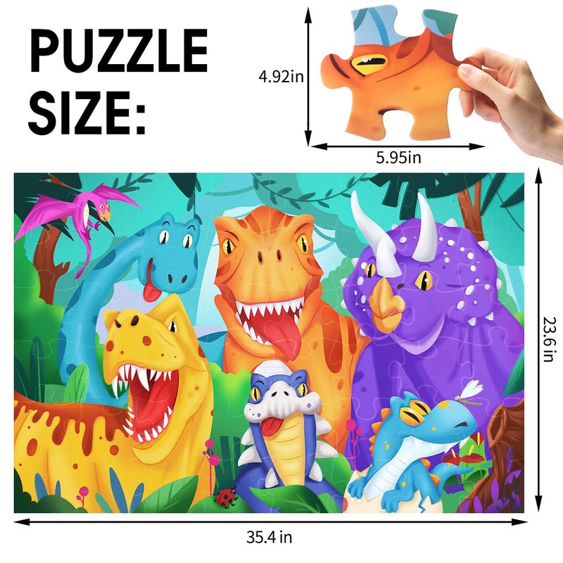IFLOVE Jumbo Floor Puzzle for Kids Dinosaur Jigsaw Large Puzzles 48 Piece Ages 36 for Toddler Children Learning Preschool Educational Intellectual Development Toys 48 Years Old Easter Gift for Boy and Girl - Image 3