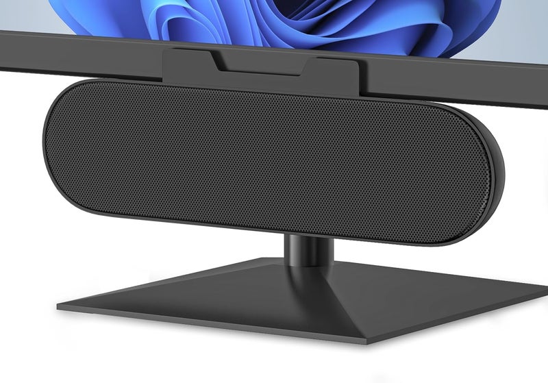 بيري شريط صوت USB، مكبر صوت محمول لشاشة الكمبيوتر مع USB، محول للكمبيوتر الشخصي، شريط صوت صغير للهاتف، النوت بوك، الكمبيوتر الشخصي، اللابتوب - توصيل وتشغيل (أسود) - Image 1