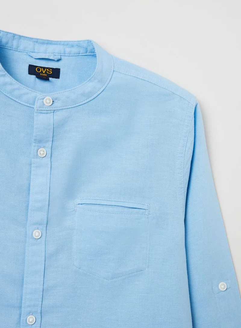 Ovs OVS Linen And Cotton Shirt With Pocket