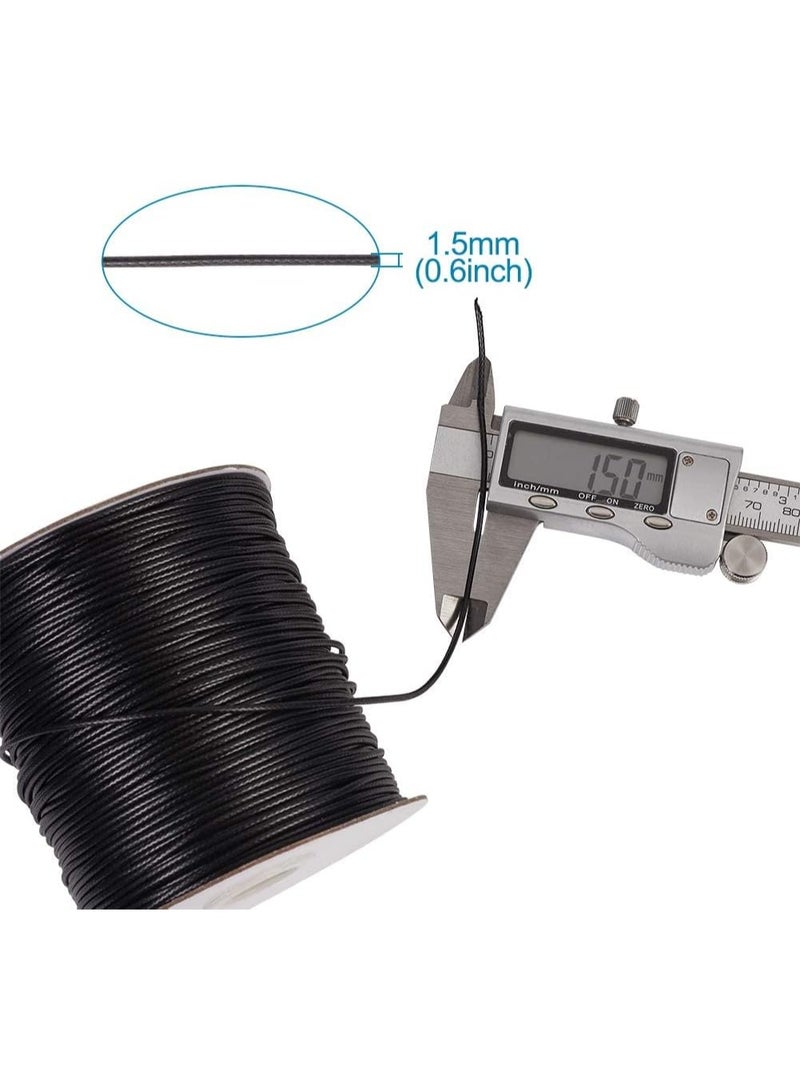 SUNSAR 50 Yards Waxed Cotton Cord Black Waxed Thread Beading String for Jewelry String Bracelet Cord Necklace String (1.5MM) - Image 3