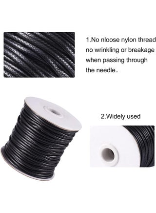 50 Yards Waxed Cotton Cord Black Waxed Thread Beading String for Jewelry String Bracelet Cord Necklace String (1.5MM) - view 5