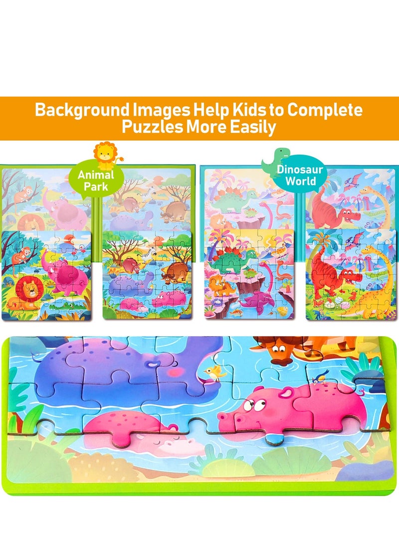 SYOSI Magnetic Puzzles for Kids Ages 3-5, Two-Book Set, 110 Pieces Dinosaur Animal Theme Travel Toddler Puzzles, Preschool Learning Activities Toddler Toys for 3 4 5 6 Year Old Boys Girls - Image 5