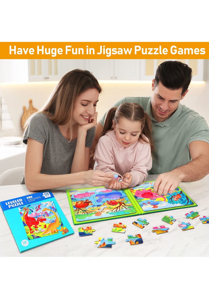 SYOSI Magnetic Puzzles for Kids Ages 3-5, Two-Book Set, 110 Pieces Dinosaur Animal Theme Travel Toddler Puzzles, Preschool Learning Activities Toddler Toys for 3 4 5 6 Year Old Boys Girls - Image 4