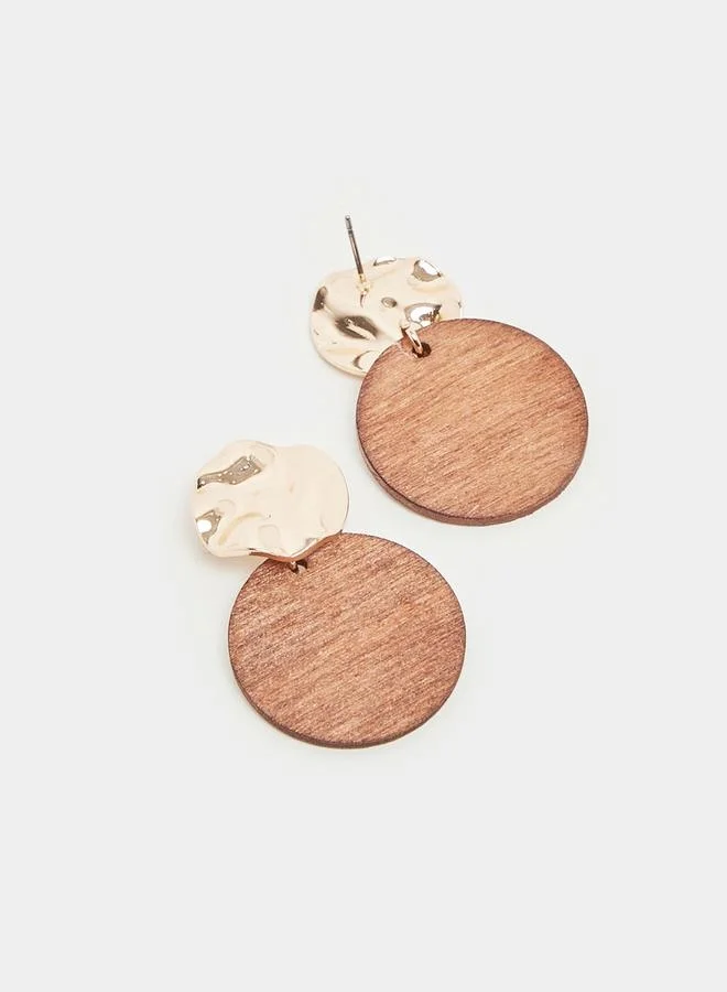 Styli Textured Round Drop Earrings