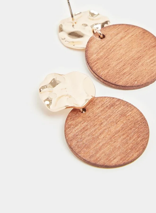 Styli Textured Round Drop Earrings
