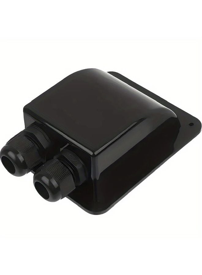 Black Waterproof Dual Port Cable Gland Box For RV Solar Panel And Security Camera - Image 1
