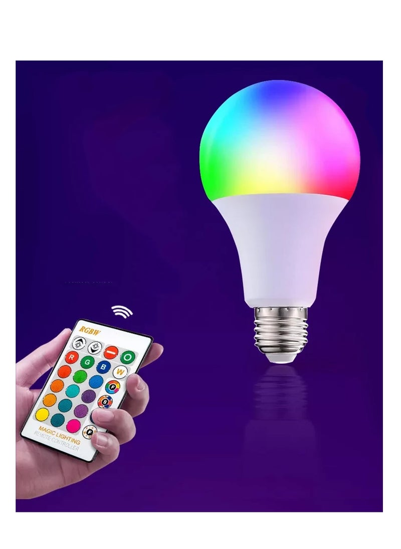 UPSTYLE - Smart  LED Color Changing Light Bulb, 10W RGB Light Bulbs with Remote, Dimmable 60W Equivalent Daylight White Timing Function - E27, E22, E26 Screw Base RGB Bulb for Home Decor,Bedroom,Party(1Pack) - Image 1
