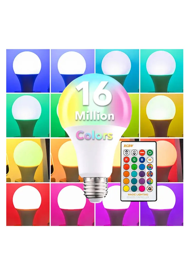 UPSTYLE - Smart  LED Color Changing Light Bulb, 10W RGB Light Bulbs with Remote, Dimmable 60W Equivalent Daylight White Timing Function - E27, E22, E26 Screw Base RGB Bulb for Home Decor,Bedroom,Party(1Pack) - Image 1