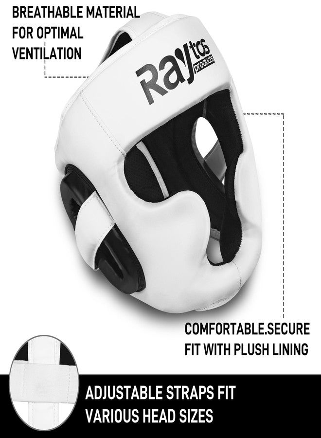 Raytos Boxing Headgear for MMA, Muay Thai, Wrestling & Sparring - Professional Training Equipment for Adult Men & Women (White) - Image 2
