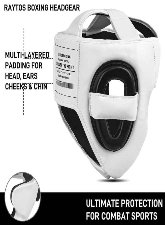 Raytos Boxing Headgear for MMA, Muay Thai, Wrestling & Sparring - Professional Training Equipment for Adult Men & Women (White) - Image 3