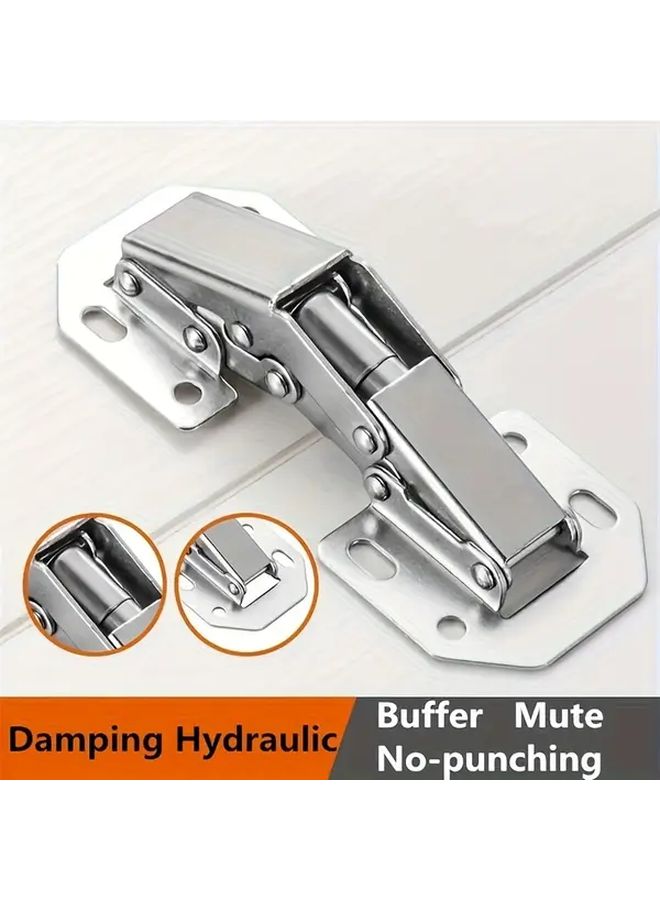 2Pcs Heavy Duty Stainless Steel Cabinet Hinges Silvery No Drill Easy Install - Image 5