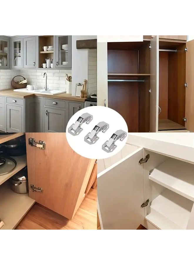 2Pcs Heavy Duty Stainless Steel Cabinet Hinges Silvery No Drill Easy Install - Image 1