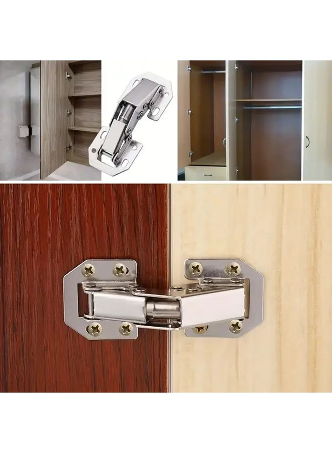 2Pcs Heavy Duty Stainless Steel Cabinet Hinges Silvery No Drill Easy Install - Image 2