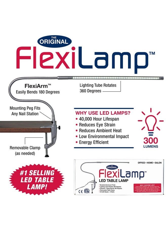 أمريكانز نيلز. كوم Americanails Original Flexilamp - مصباح طاولة LED - مشبك قابل للإزالة - إضاءة قابلة للتعديل لمحطات الأظافر - مصباح طاولة مانيكير - ذراع مرن - 48 حبة LED - 300 لومن  - Image 2