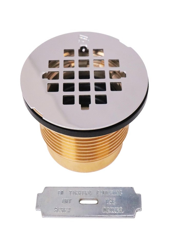 ويست براس مصرف دش ضغط نحاسي من Westbrass D206B-26، مقاس 2 بوصة، بدون حشو، مع غطاء شبكي دائري مقاس 4-1/4 بوصة، عبوة من قطعة واحدة، مطلي بالكروم المصقول - Image 1