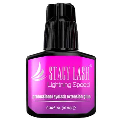 STACY LASH Lightning Speed Eyelash Extension Glue 10ml034 floz  03 Sec DryRetention  68 WeeksExtra Strong Black AdhesiveLash Tech Supplies - Image 1