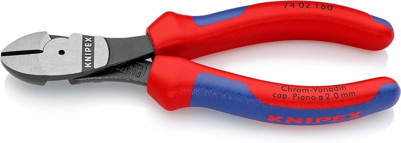 KNIPEX | 74 02 160 | High Leverage Diagonal Cutter black atramentized with multi-component grips 160 mm