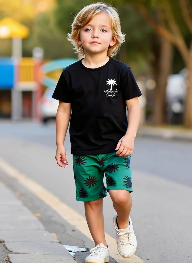 Take Two Boys Graphic Print T-Shirt and Shorts Set