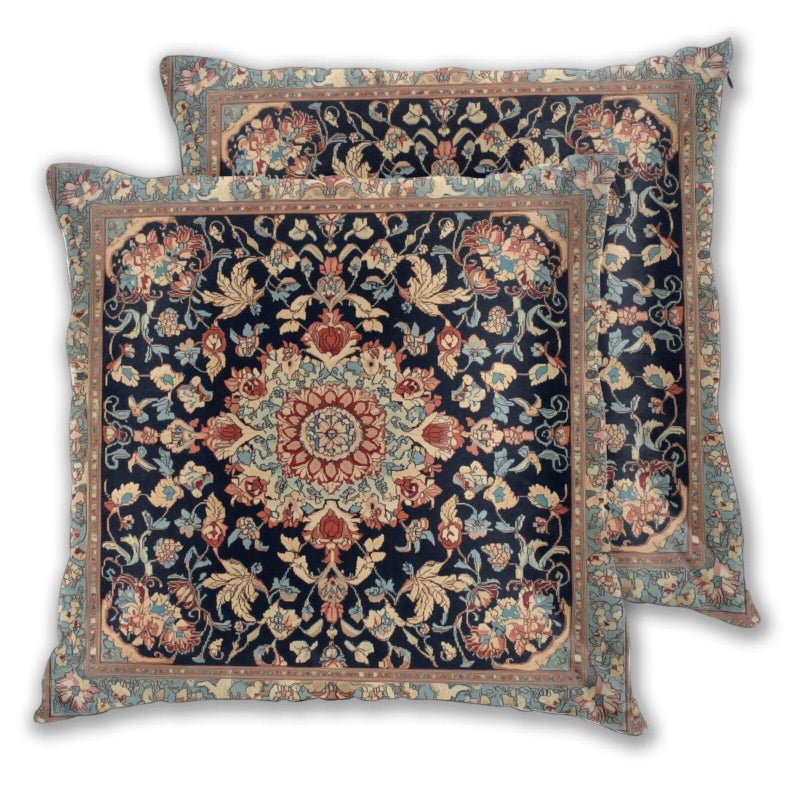Droerfes Vintage Floral Throw Pillow Covers Set of 2 Couch Pillow Case Decoration Cushion Covers for Sofa Home Living Room Bedroom Outdoor 18X18 Inch - Image 2